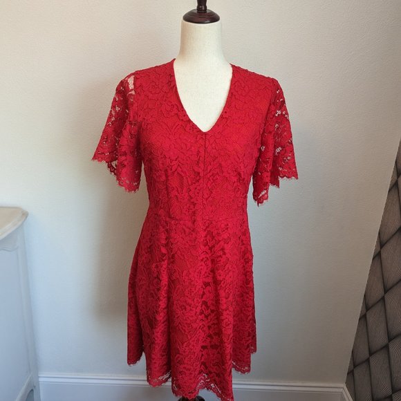 Draper James Blooming Lace Red Dress Christmas Holiday - Picture 4 of 10